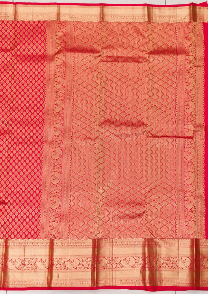 Red Zariwork Pure Silk Saree-Koskii