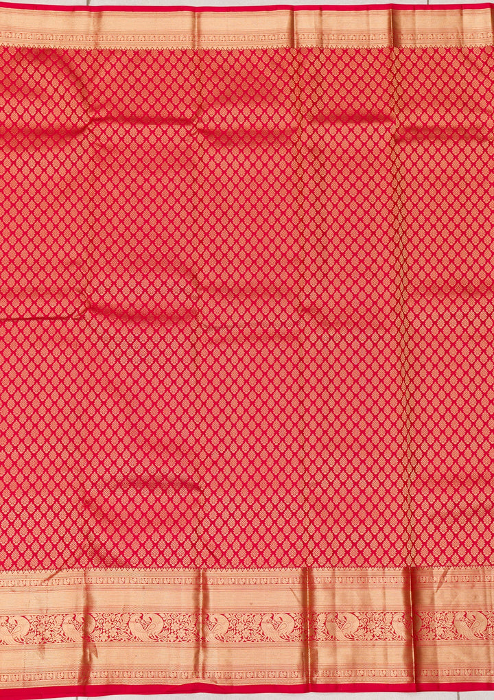 Red Zariwork Pure Silk Saree-Koskii