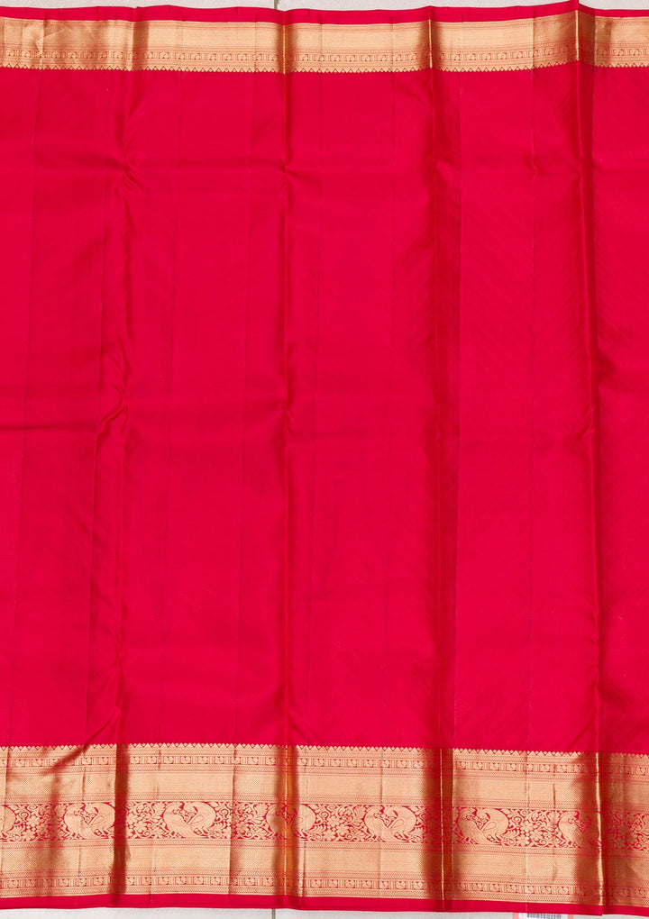 Red Zariwork Pure Silk Saree-Koskii