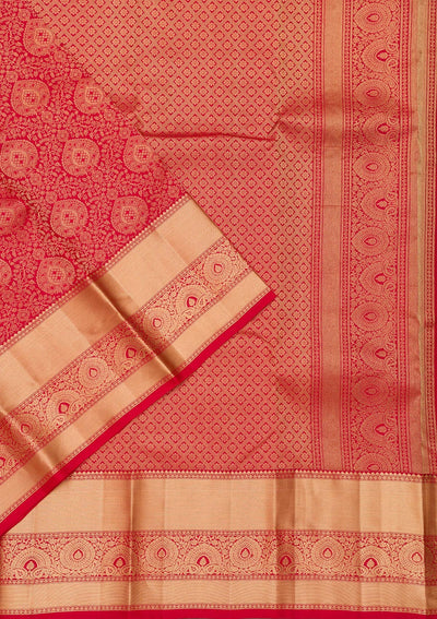 Red Zariwork Pure Silk Saree-Koskii