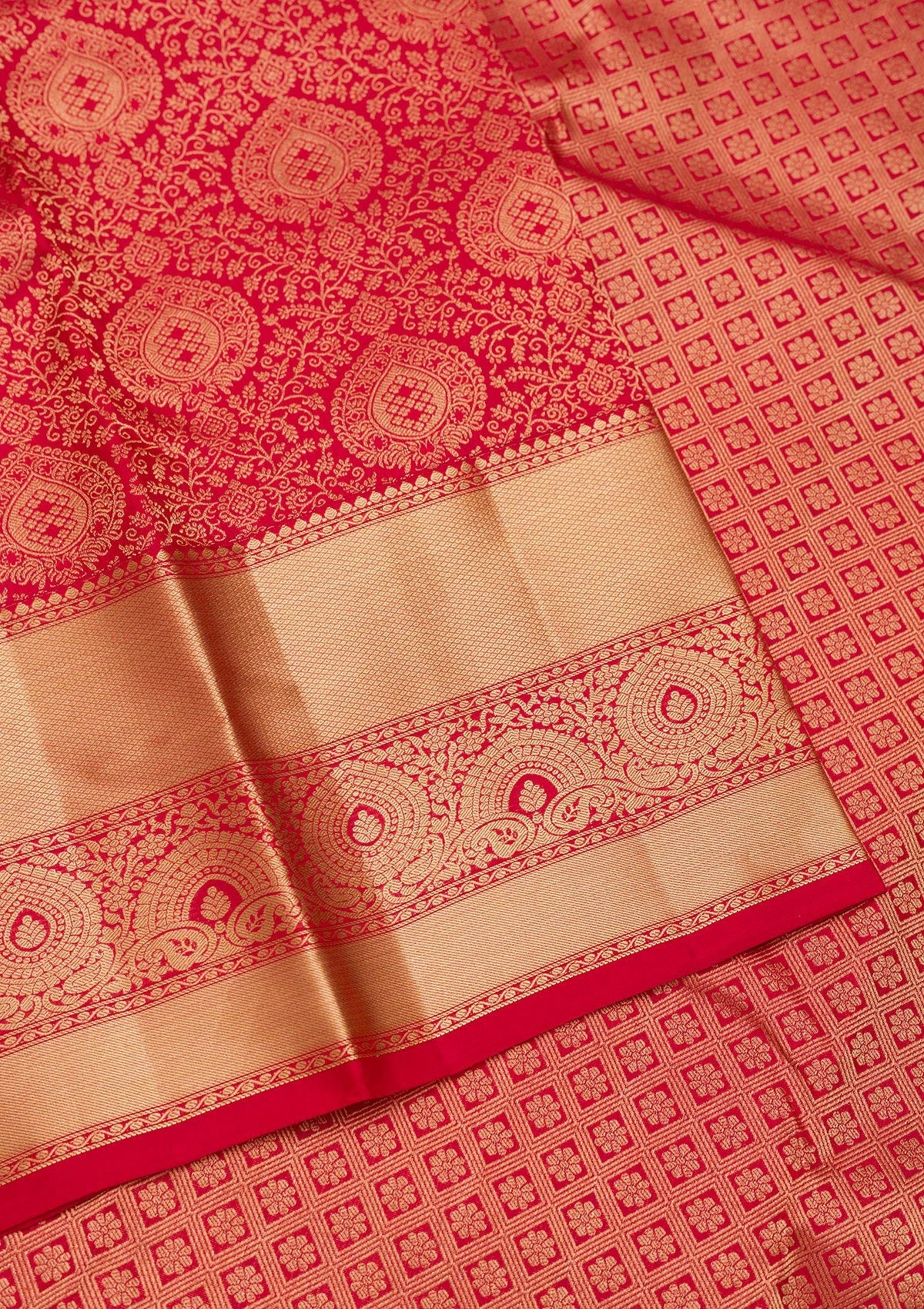 Red Zariwork Pure Silk Saree-Koskii