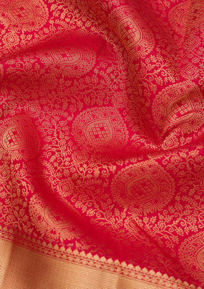 Red Zariwork Pure Silk Saree-Koskii