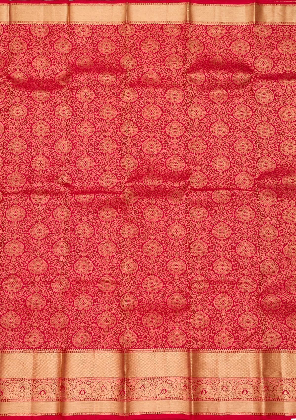 Red Zariwork Pure Silk Saree-Koskii