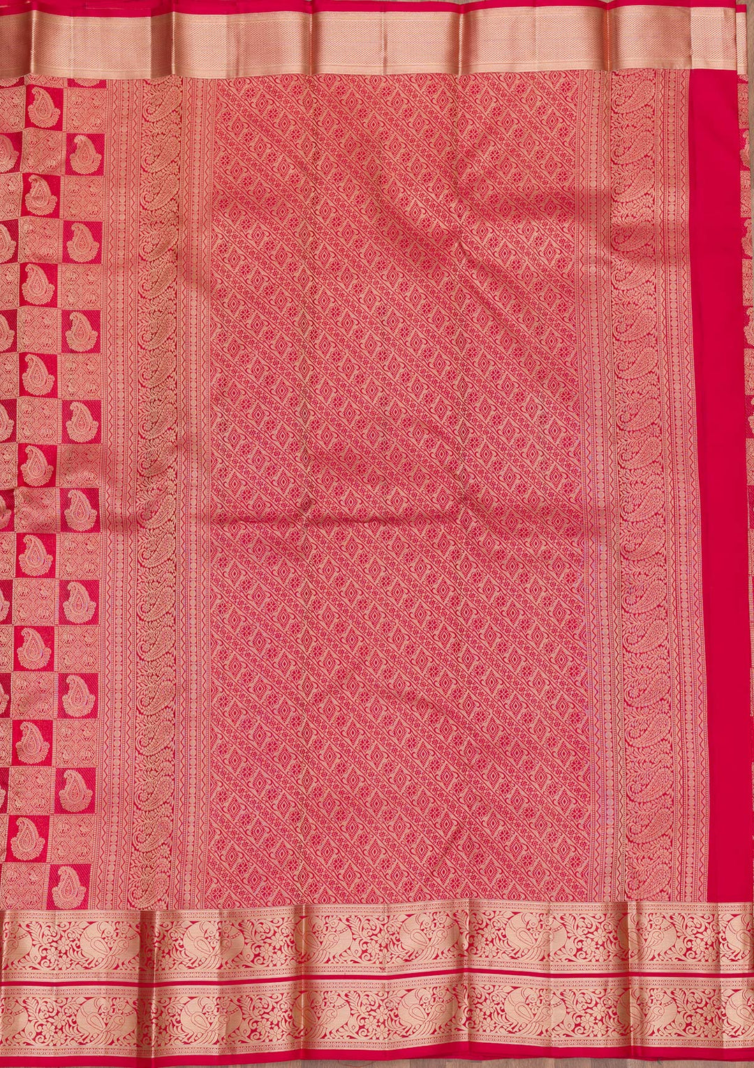 Red Zariwork Pure Silk Saree-Koskii