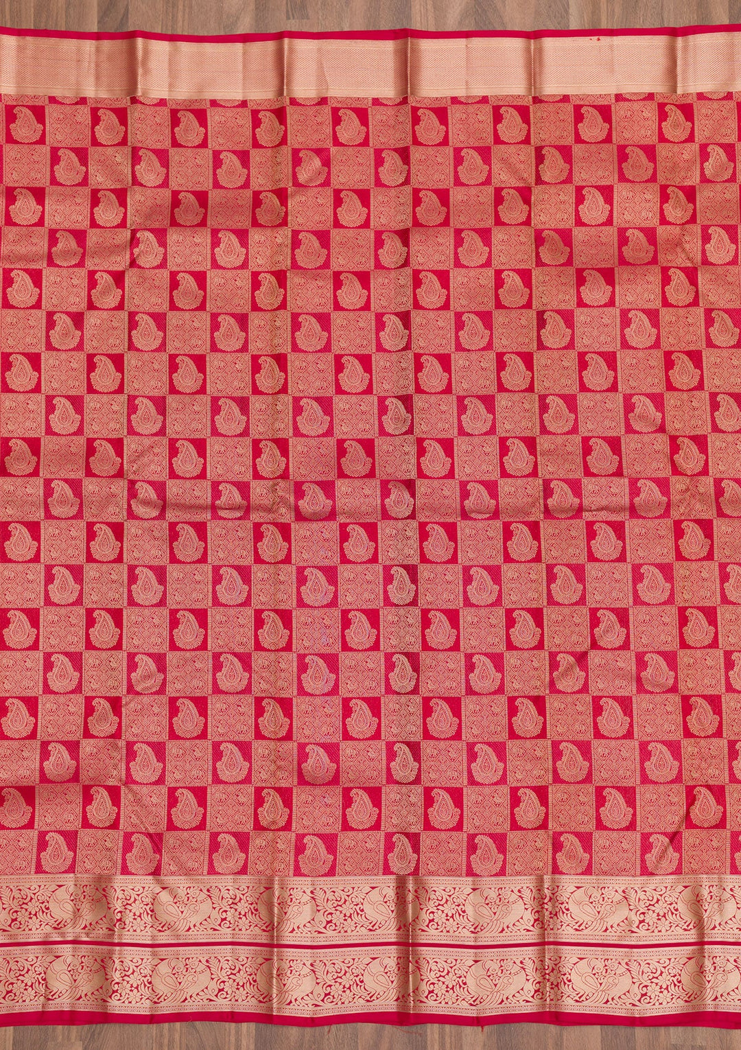 Red Zariwork Pure Silk Saree-Koskii
