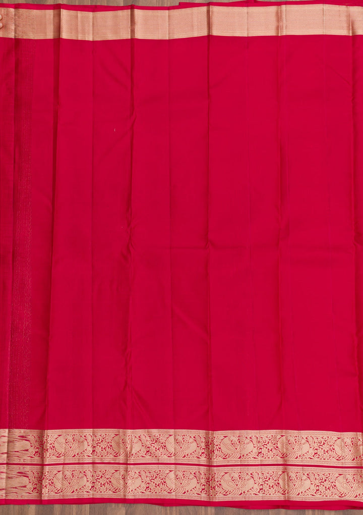 Red Zariwork Pure Silk Saree-Koskii