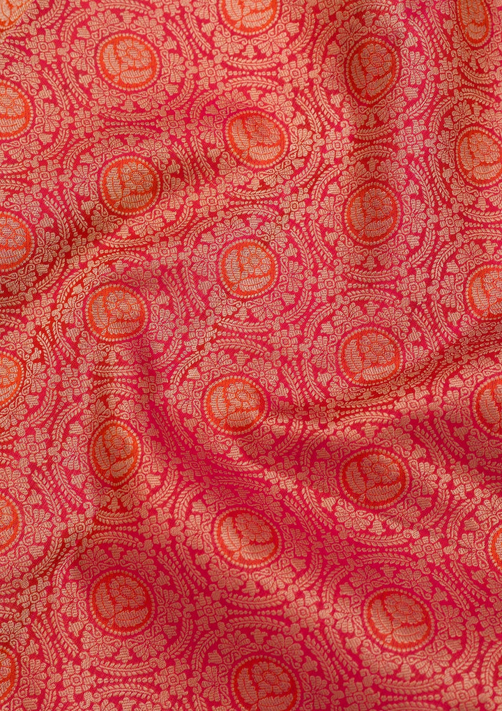Red Zariwork Pure Silk Saree-Koskii