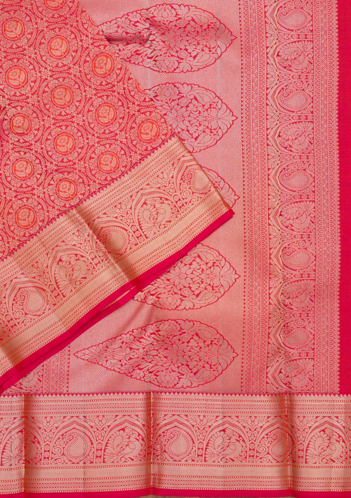 Red Zariwork Pure Silk Saree-Koskii