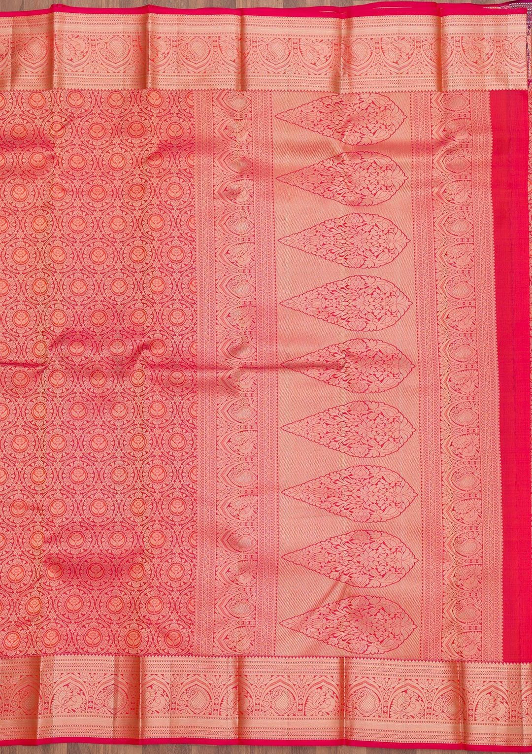 Red Zariwork Pure Silk Saree-Koskii