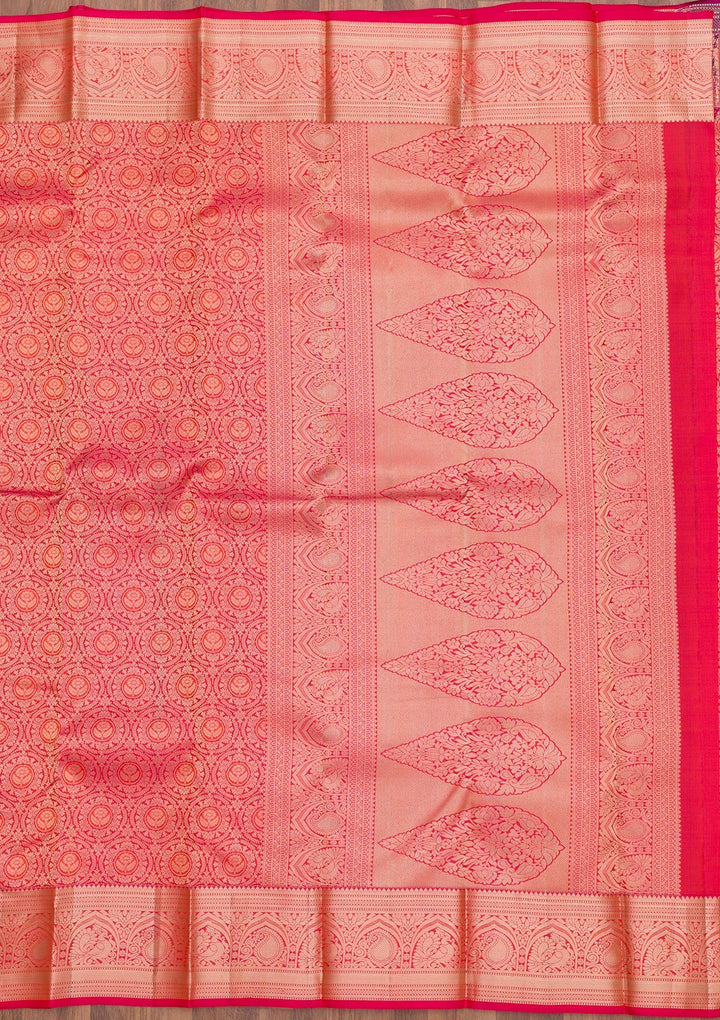 Red Zariwork Pure Silk Saree-Koskii