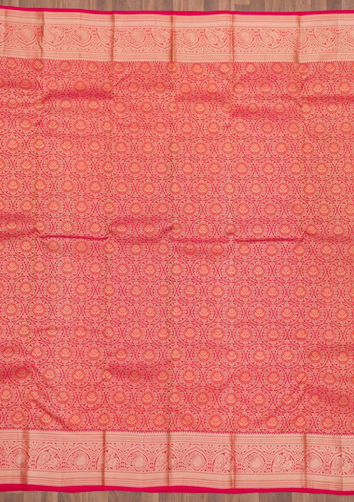 Red Zariwork Pure Silk Saree-Koskii