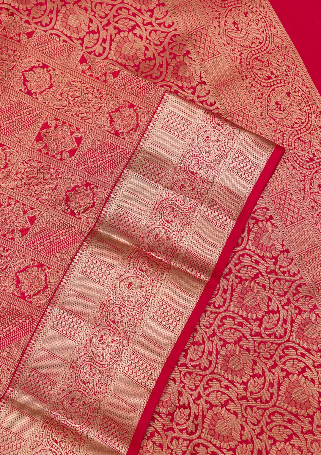 Red Zariwork Pure Silk Saree-Koskii