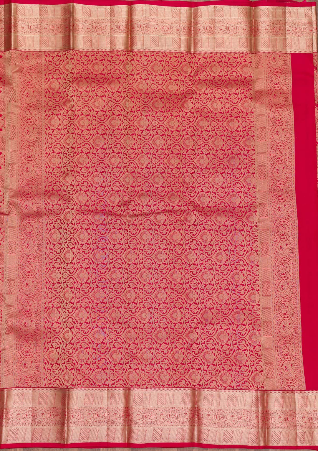Red Zariwork Pure Silk Saree-Koskii