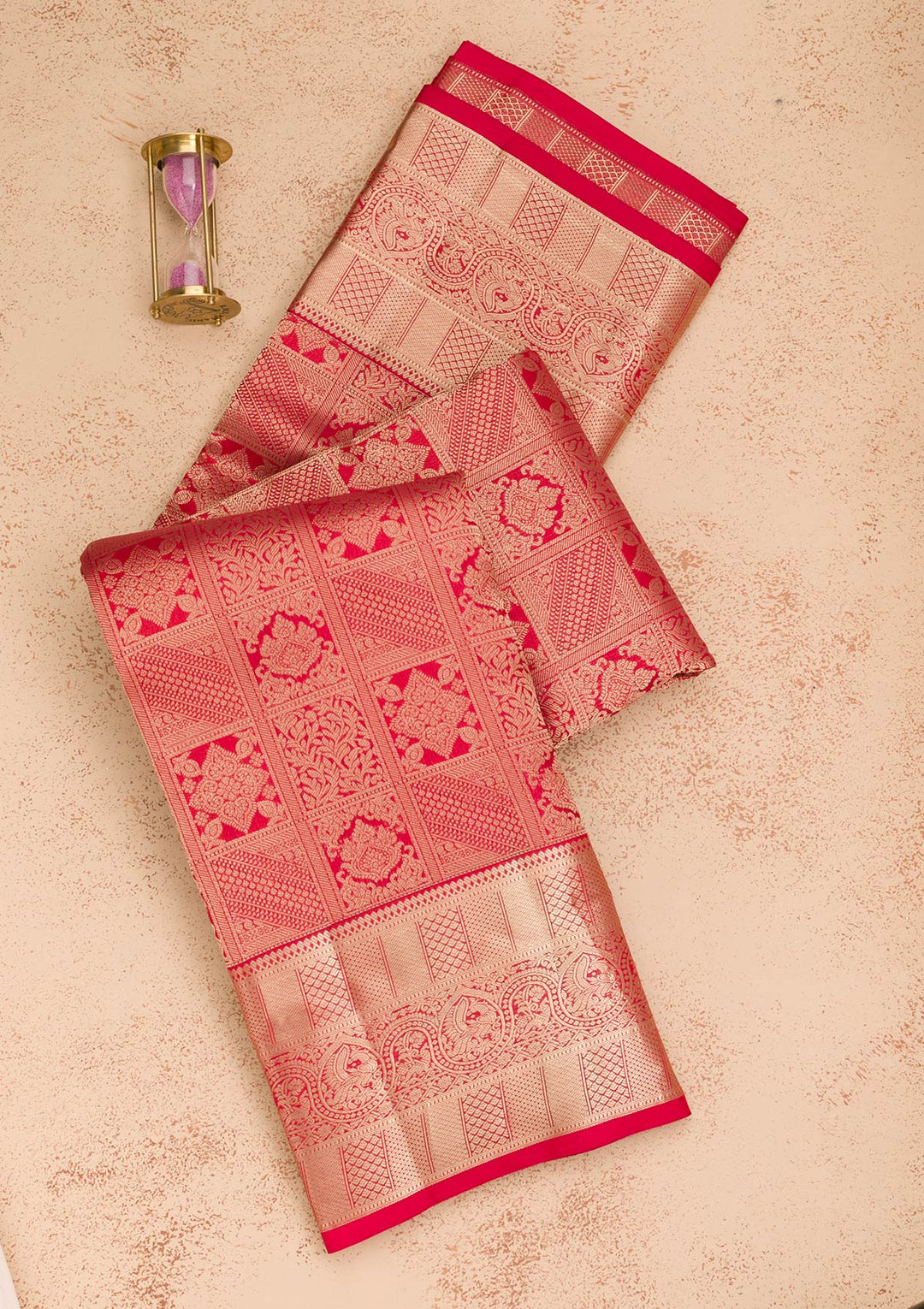 Red Zariwork Pure Silk Saree-Koskii