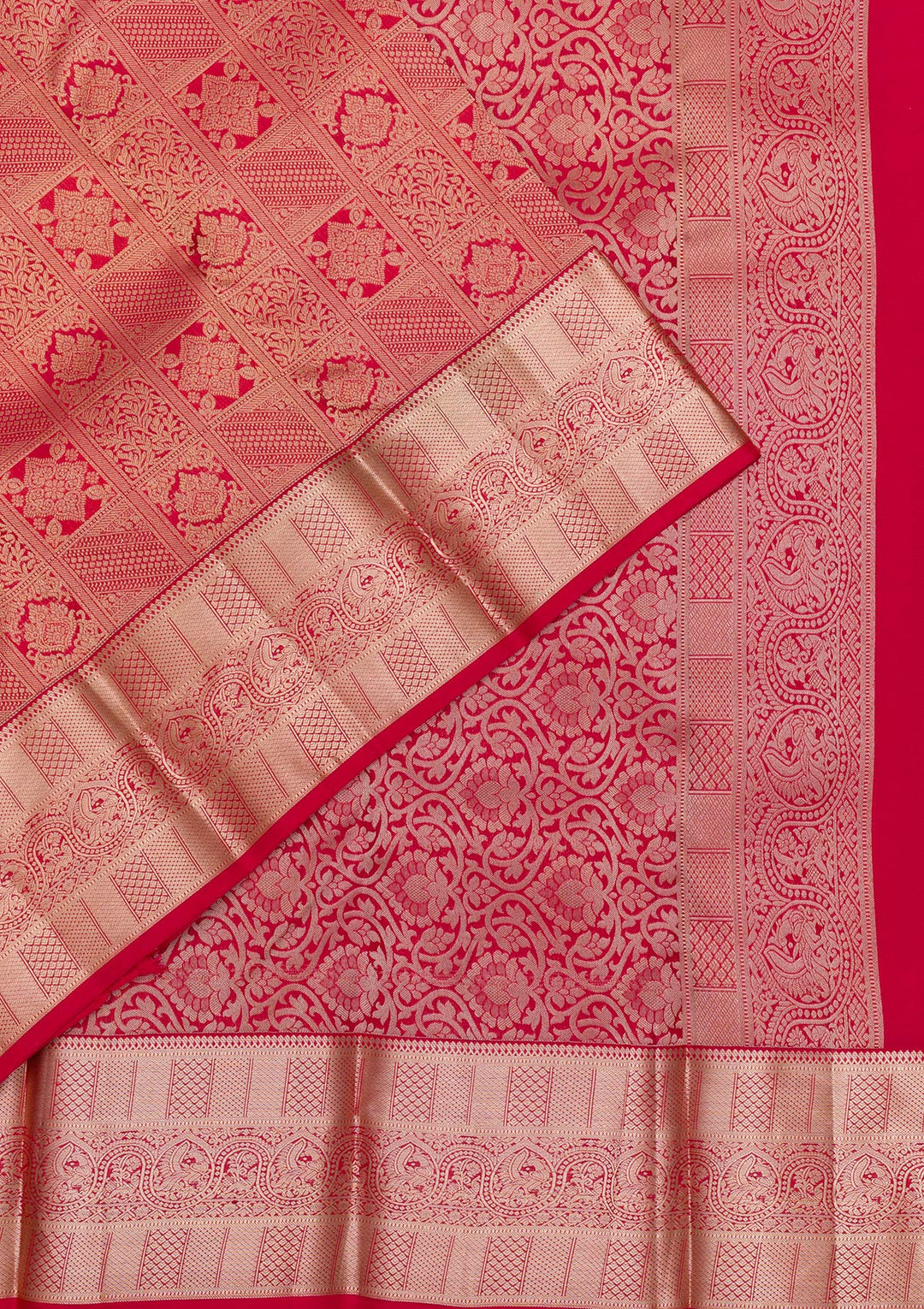 Red Zariwork Pure Silk Saree-Koskii