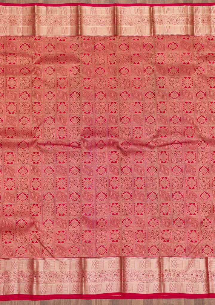 Red Zariwork Pure Silk Saree-Koskii