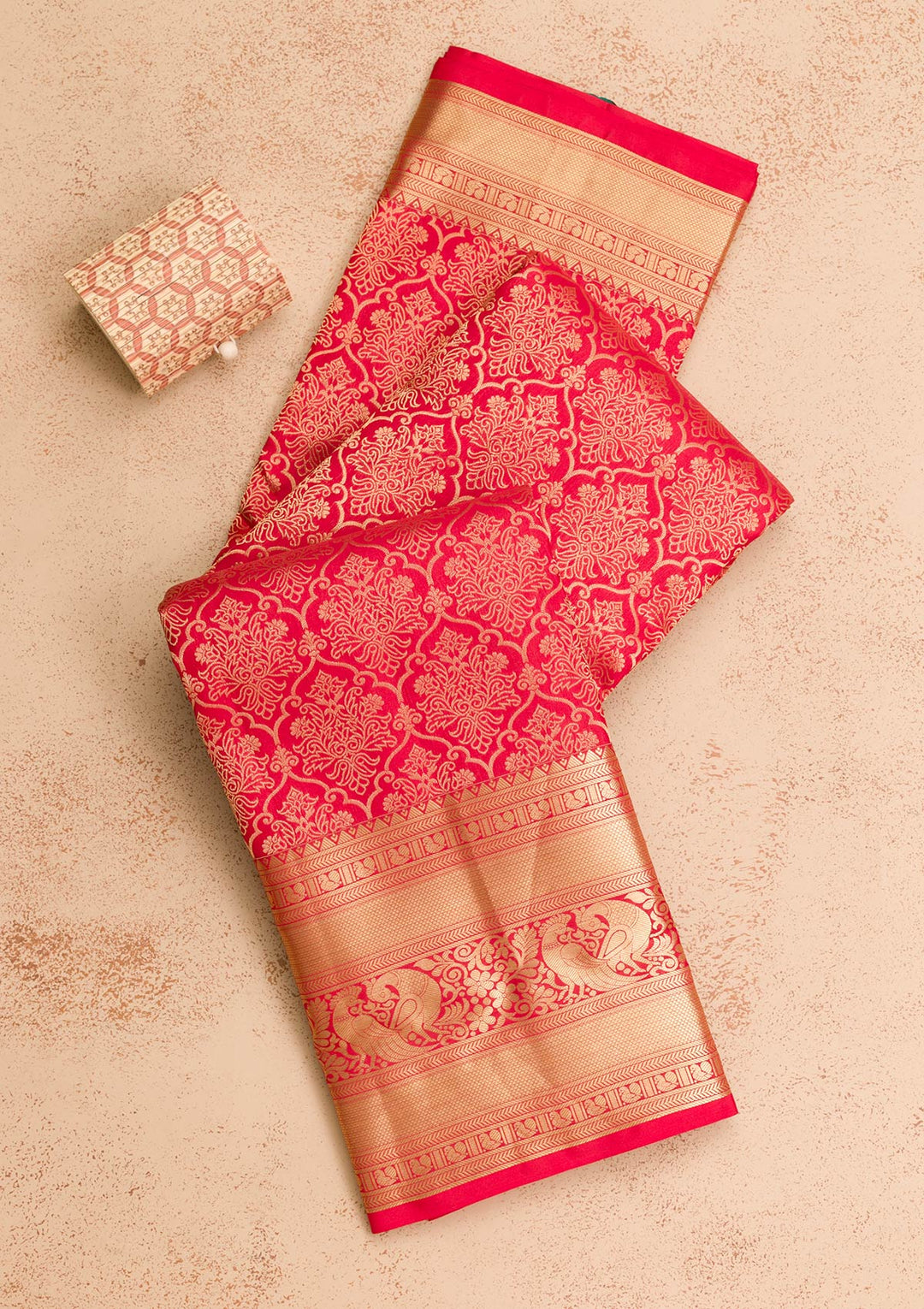 Red Zariwork Pure Silk Saree-Koskii