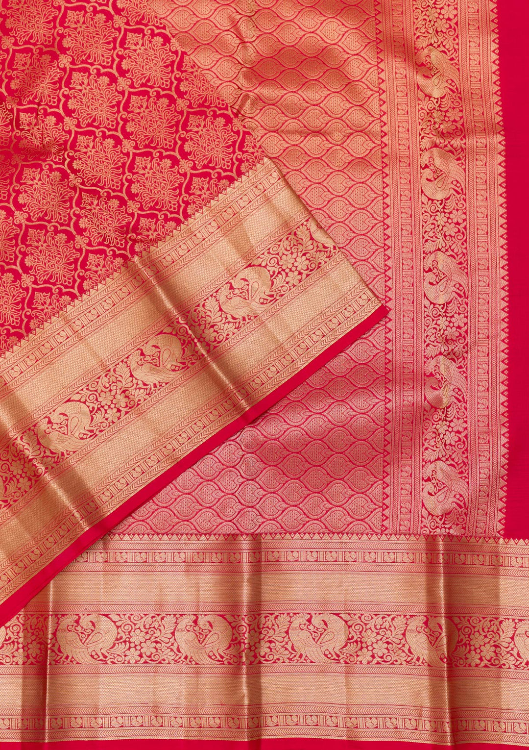 Red Zariwork Pure Silk Saree-Koskii