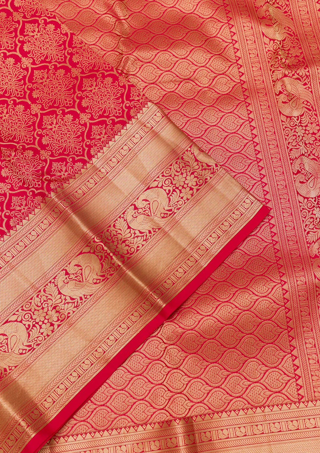 Red Zariwork Pure Silk Saree-Koskii