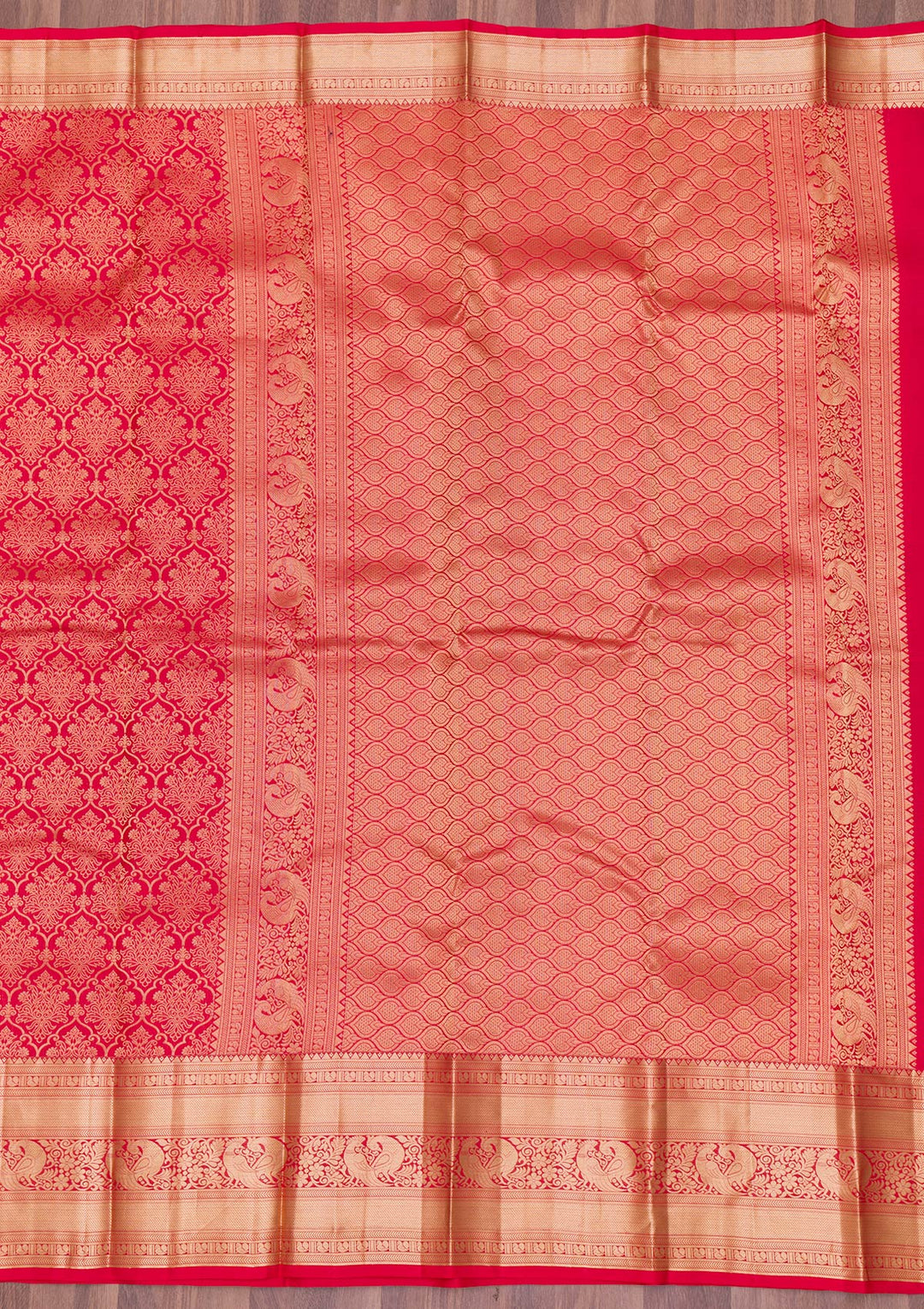 Red Zariwork Pure Silk Saree-Koskii