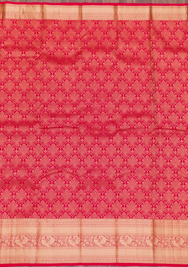 Red Zariwork Pure Silk Saree-Koskii