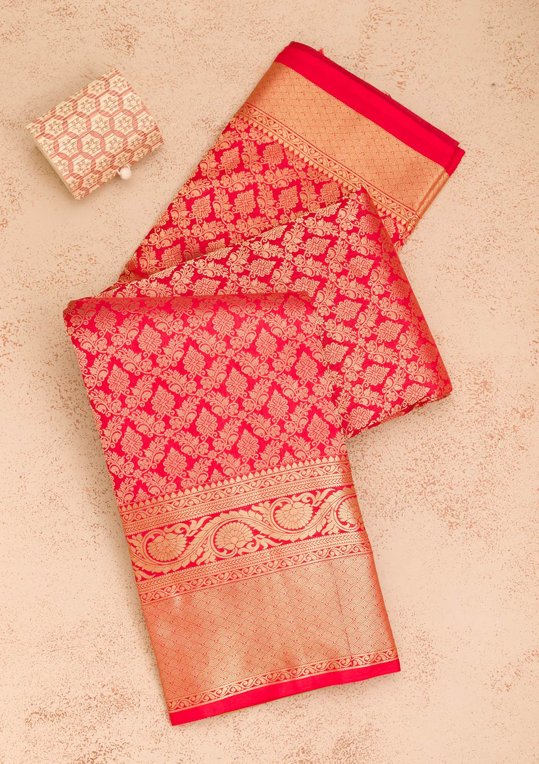 Red Zariwork Pure Silk Saree-Koskii