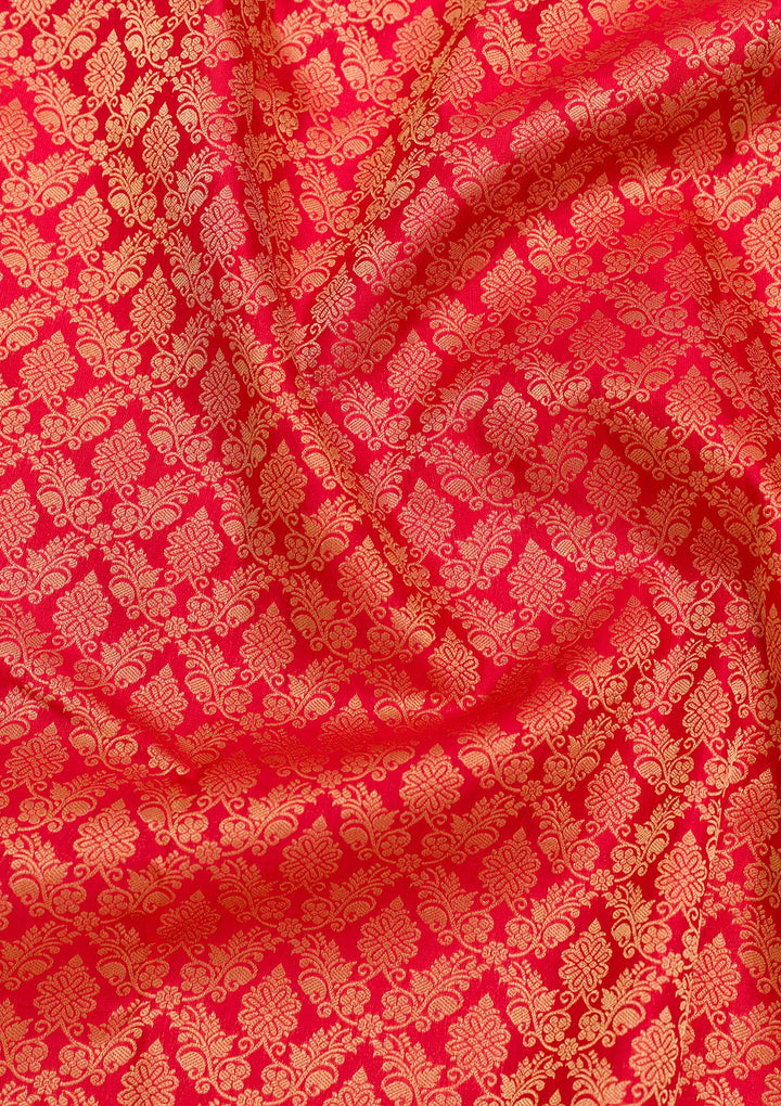 Red Zariwork Pure Silk Saree-Koskii