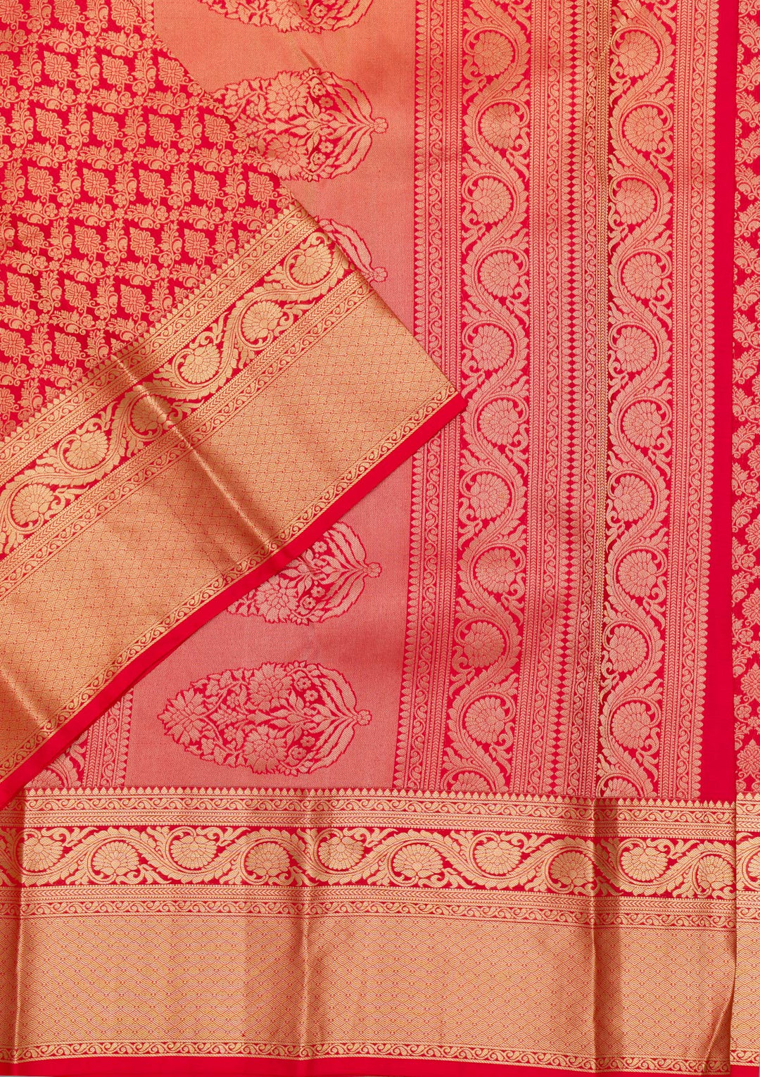 Red Zariwork Pure Silk Saree-Koskii
