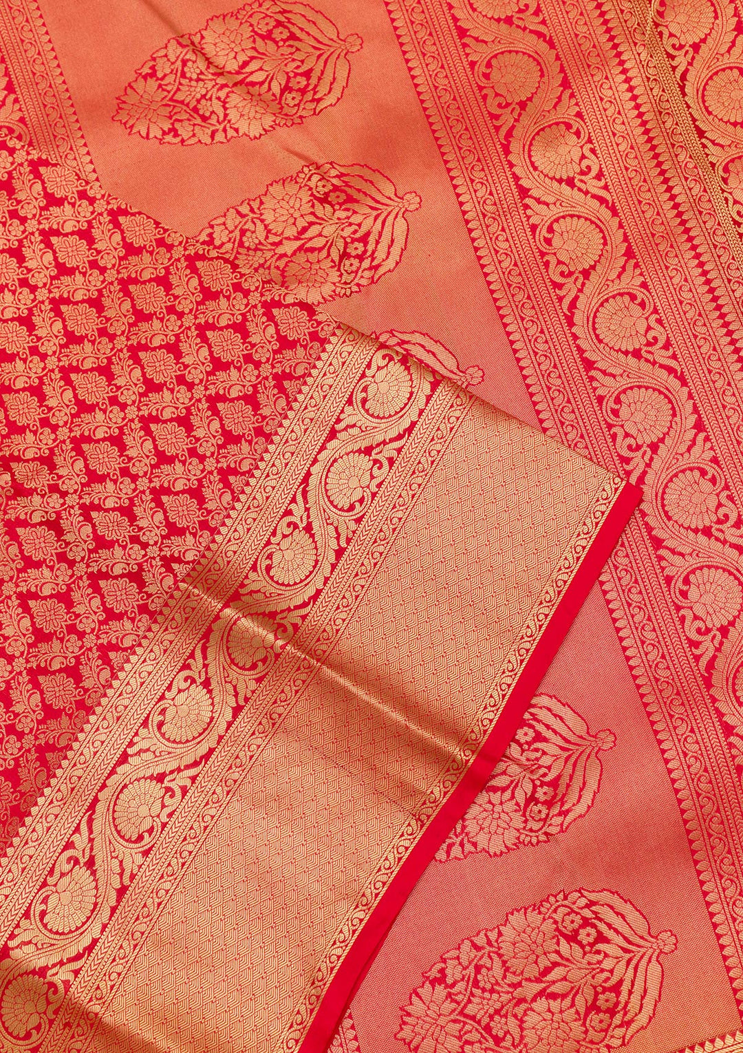 Red Zariwork Pure Silk Saree-Koskii