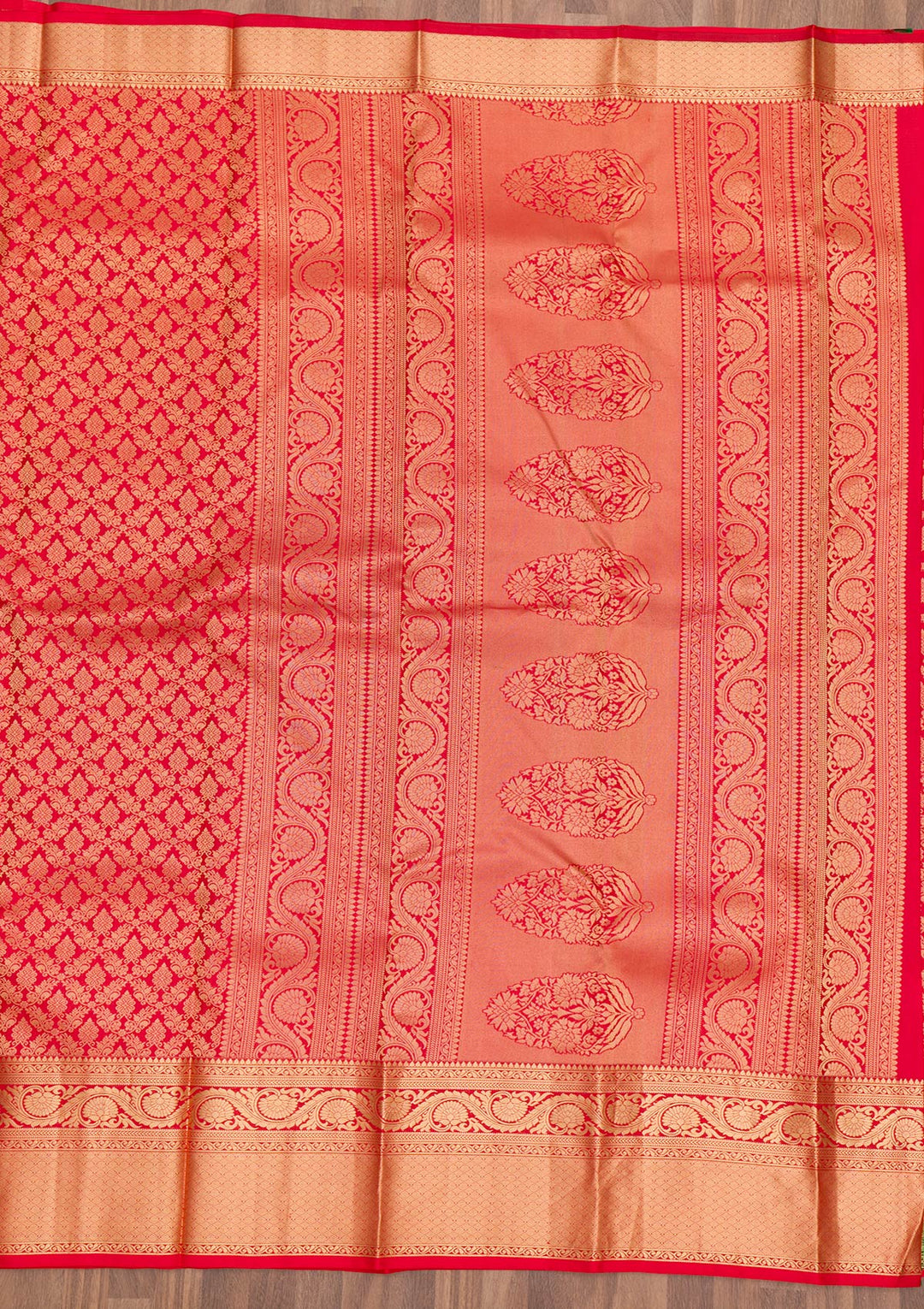 Red Zariwork Pure Silk Saree-Koskii