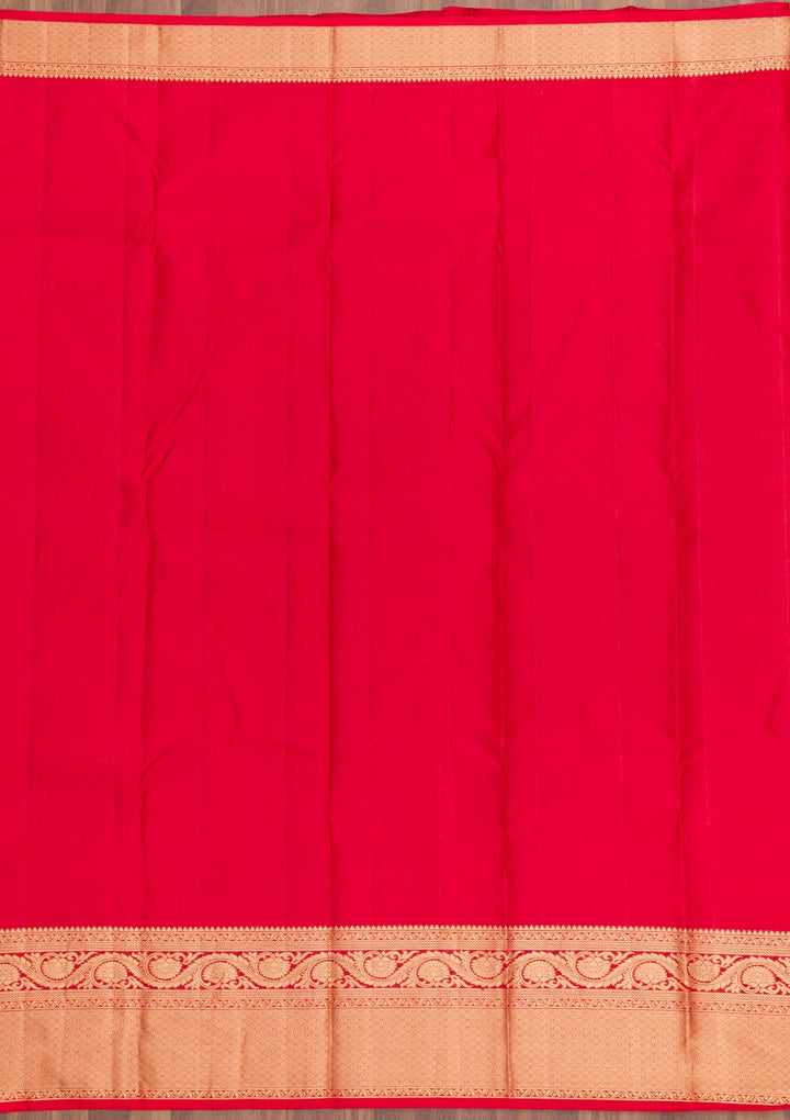 Red Zariwork Pure Silk Saree-Koskii