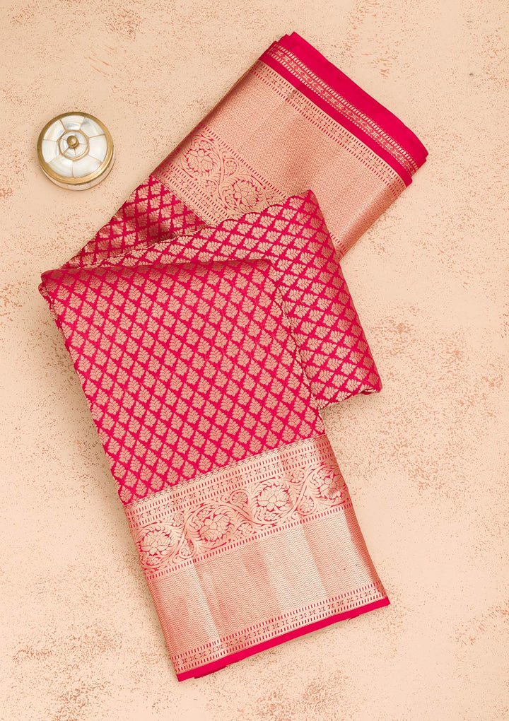 Red Zariwork Pure Silk Saree-Koskii