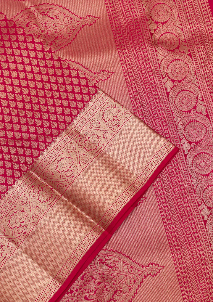Red Zariwork Pure Silk Saree-Koskii