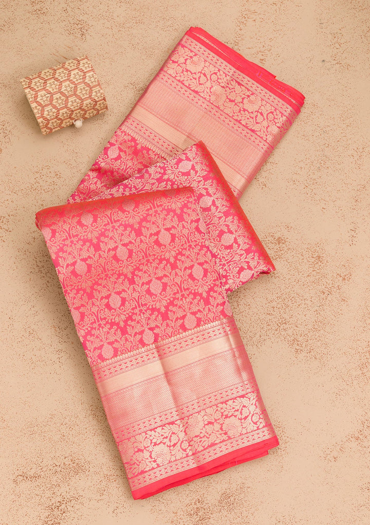 Red Zariwork Pure Silk Saree-Koskii