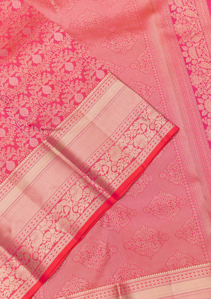 Red Zariwork Pure Silk Saree-Koskii