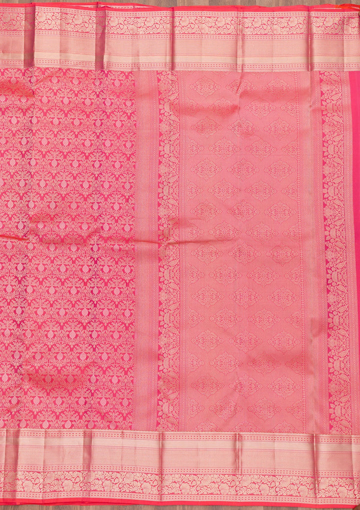 Red Zariwork Pure Silk Saree-Koskii