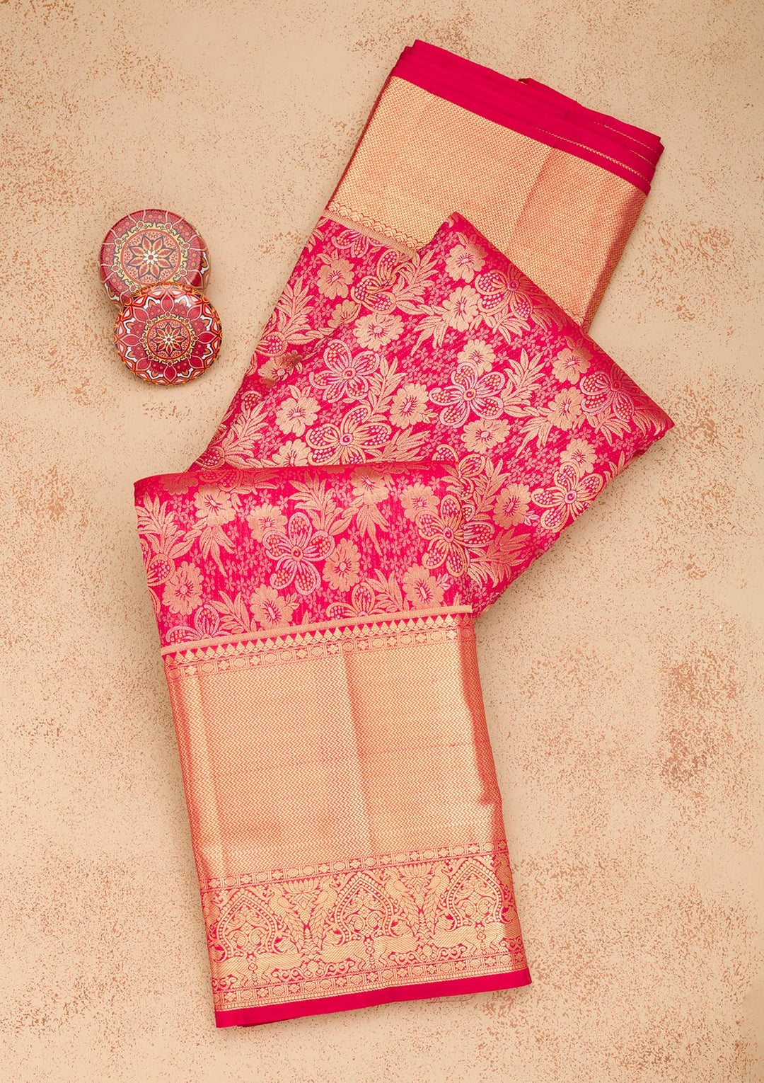 Red Zariwork Pure Silk Saree-Koskii