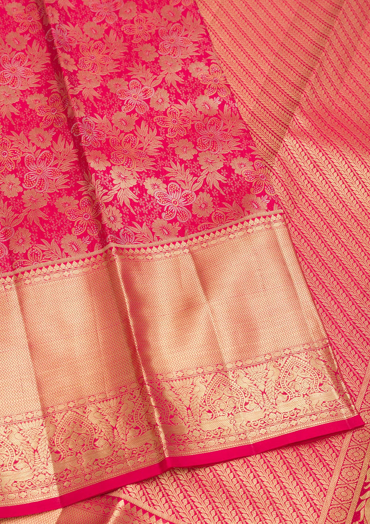 Red Zariwork Pure Silk Saree-Koskii