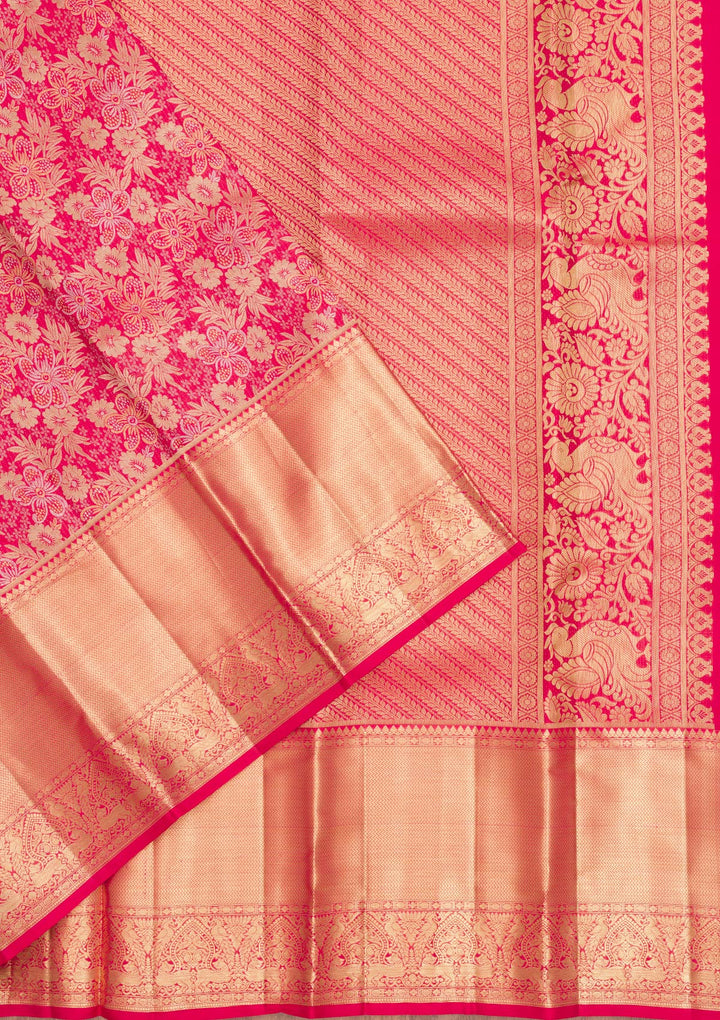 Red Zariwork Pure Silk Saree-Koskii