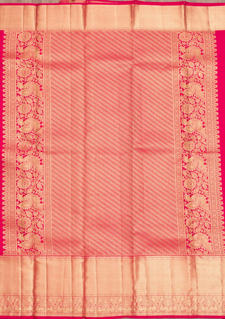 Red Zariwork Pure Silk Saree-Koskii