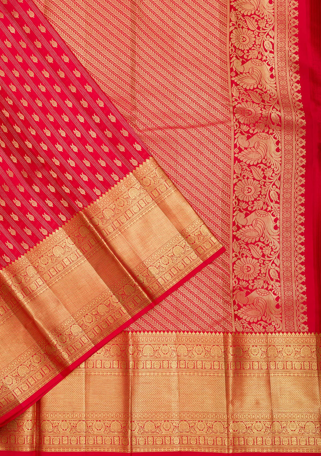 Red Zariwork Pure Silk Saree-Koskii