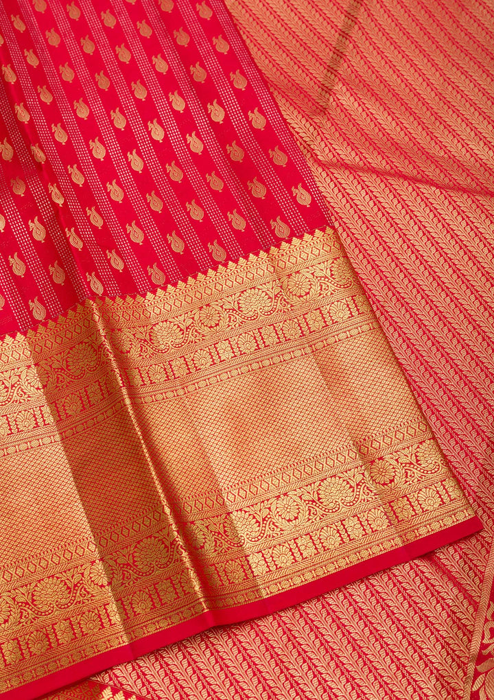 Red Zariwork Pure Silk Saree-Koskii