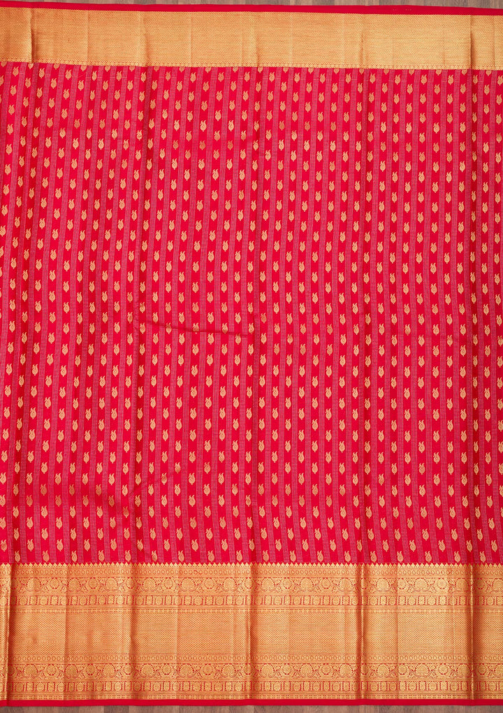 Red Zariwork Pure Silk Saree-Koskii