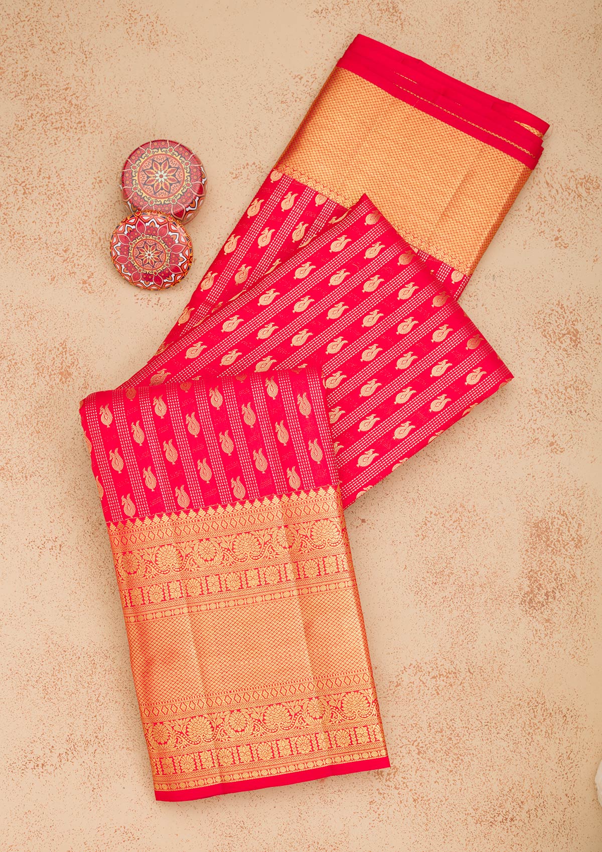 Red Zariwork Pure Silk Saree-Koskii