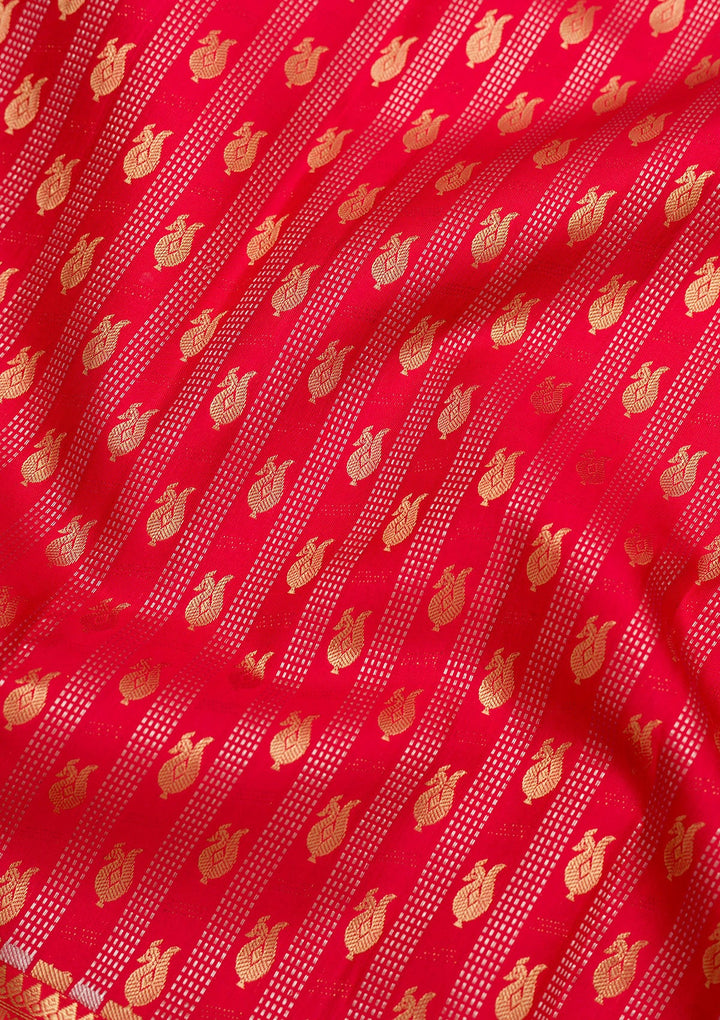 Red Zariwork Pure Silk Saree-Koskii