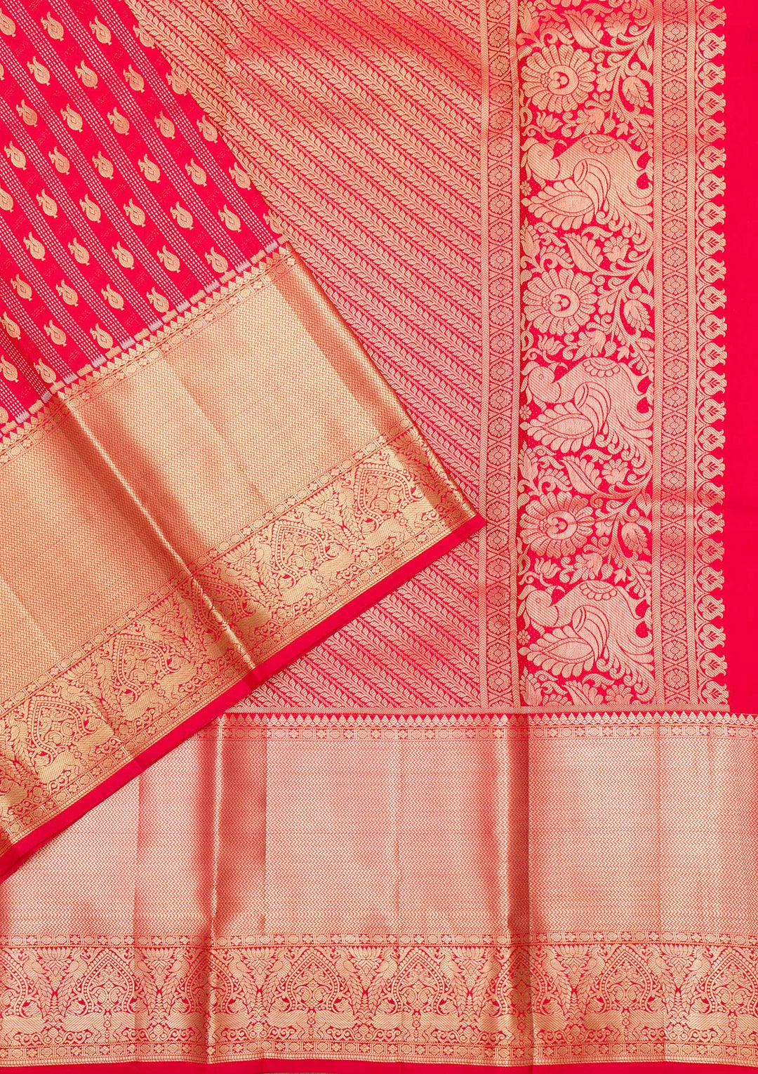 Red Zariwork Pure Silk Saree-Koskii