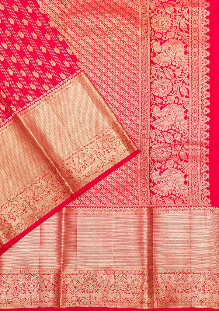 Red Zariwork Pure Silk Saree-Koskii