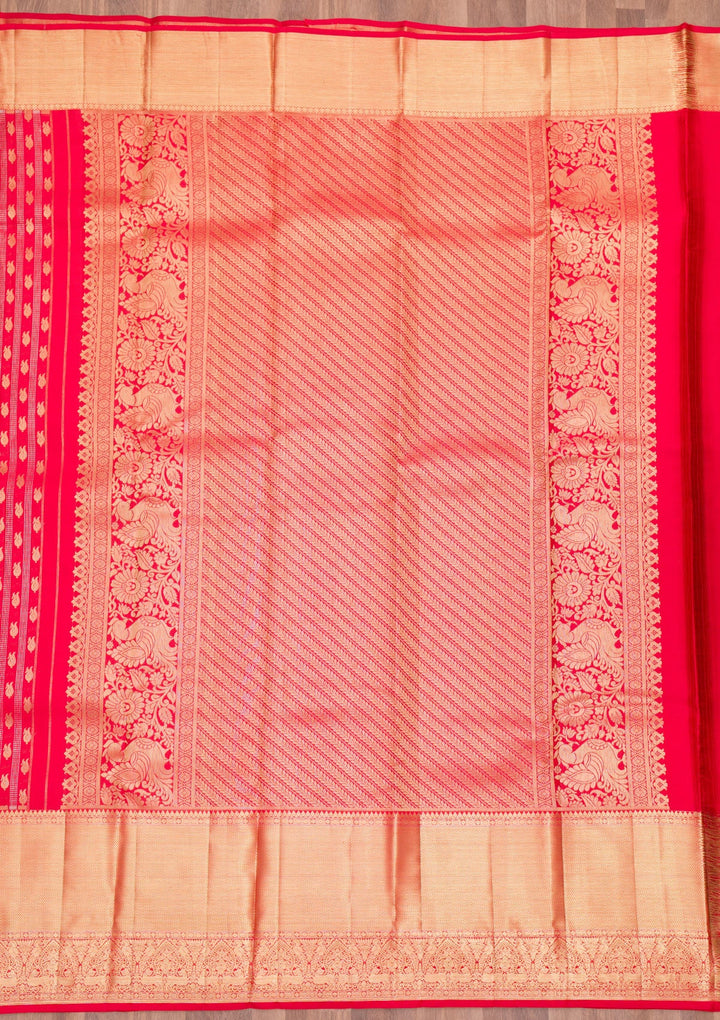 Red Zariwork Pure Silk Saree-Koskii