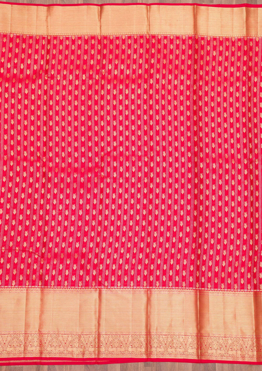 Red Zariwork Pure Silk Saree-Koskii