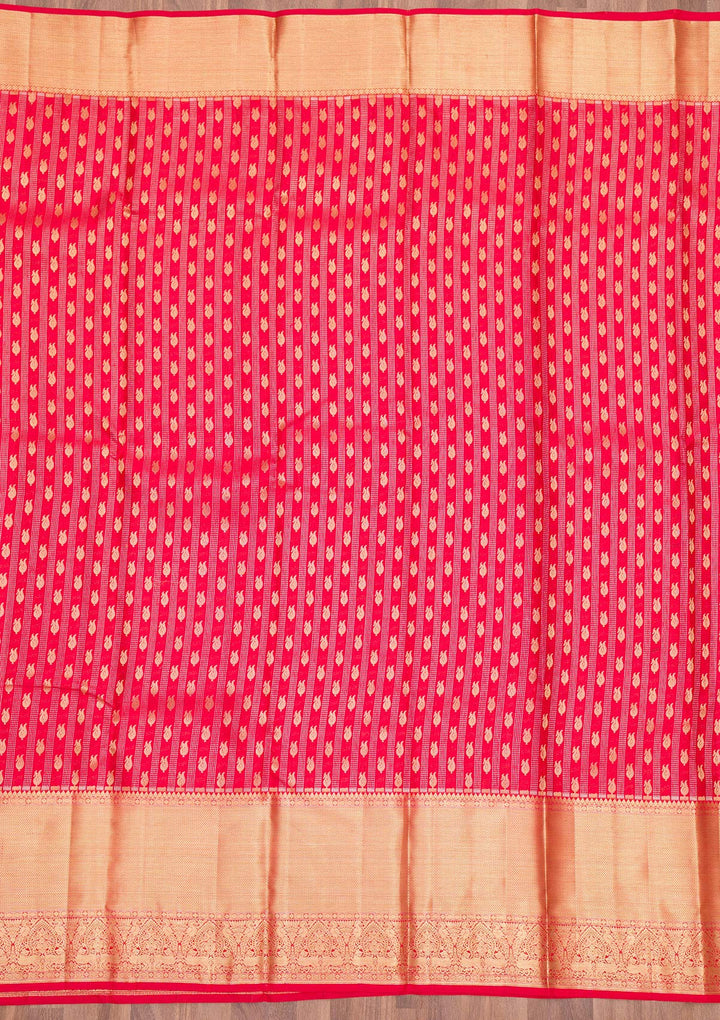 Red Zariwork Pure Silk Saree-Koskii